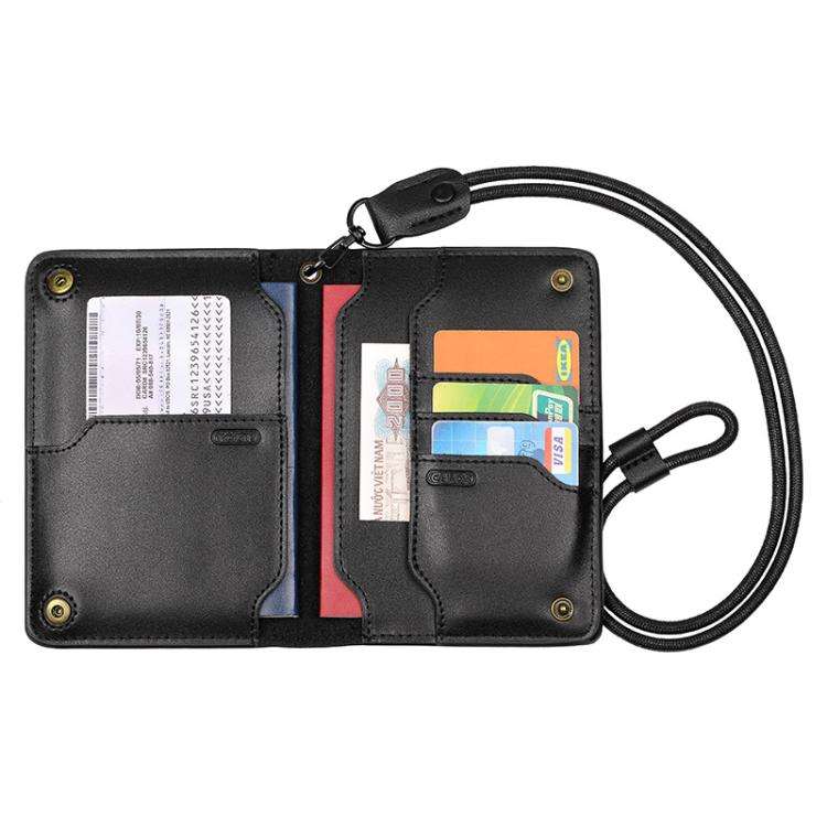 Genuine Leather Passport Card Holder ID/Boarding Pass Wallet with Card Slots & Ticket Pocket With...