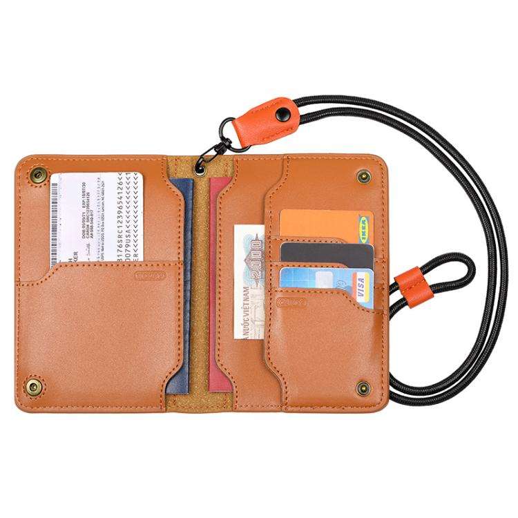 Genuine Leather Passport Card Holder ID/Boarding Pass Wallet with Card Slots & Ticket Pocket With...