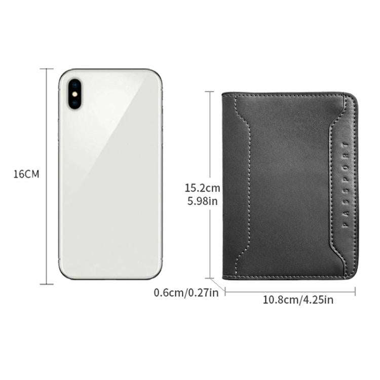 Genuine Leather Passport Card Holder ID/Boarding Pass Wallet with Card Slots & Ticket Pocket Black