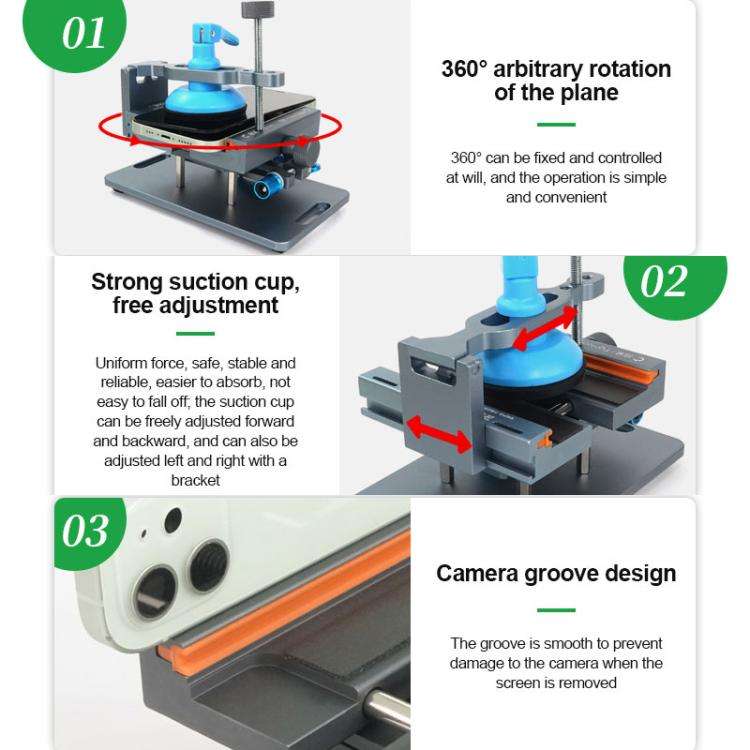 RELIFE RL-601S Plus 2 In 1 Split Screen Rotating Mobile Phone Repair Fixture Multifunctional Rota...