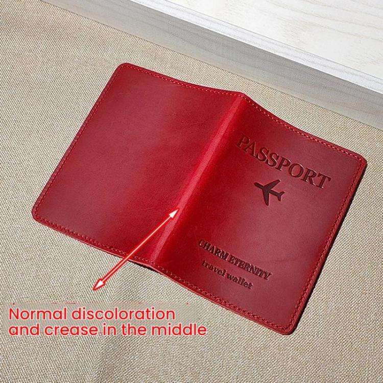 Crazy Horse Leather Passport Holder Ticket Case Travel Document Organizer For Men & Women(Black)