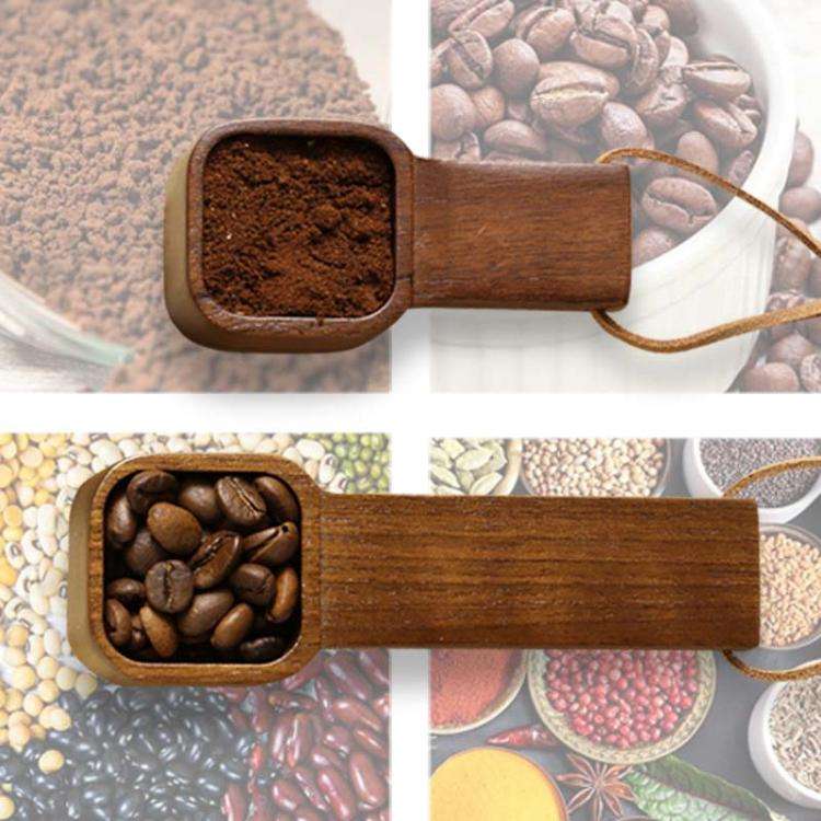 Short Handle Solid Wood Square Coffee Spoon Measuring Seasoning Scoop Teaspoon