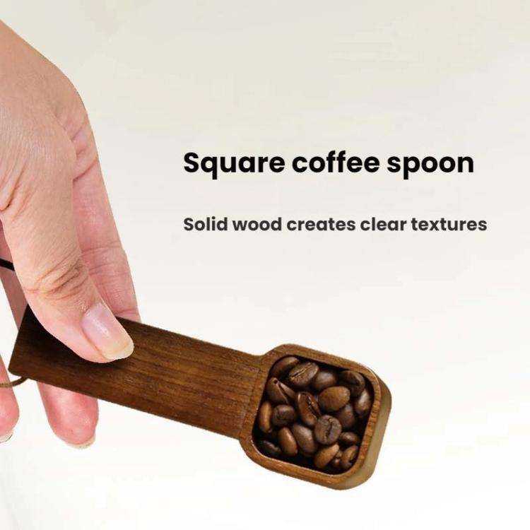 Short Handle Solid Wood Square Coffee Spoon Measuring Seasoning Scoop Teaspoon