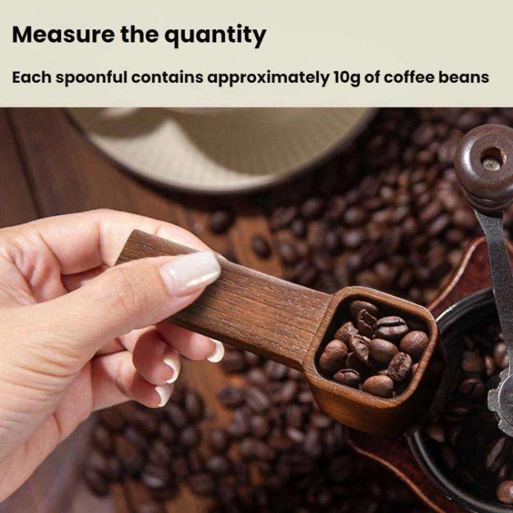 Short Handle Solid Wood Square Coffee Spoon Measuring Seasoning Scoop Teaspoon