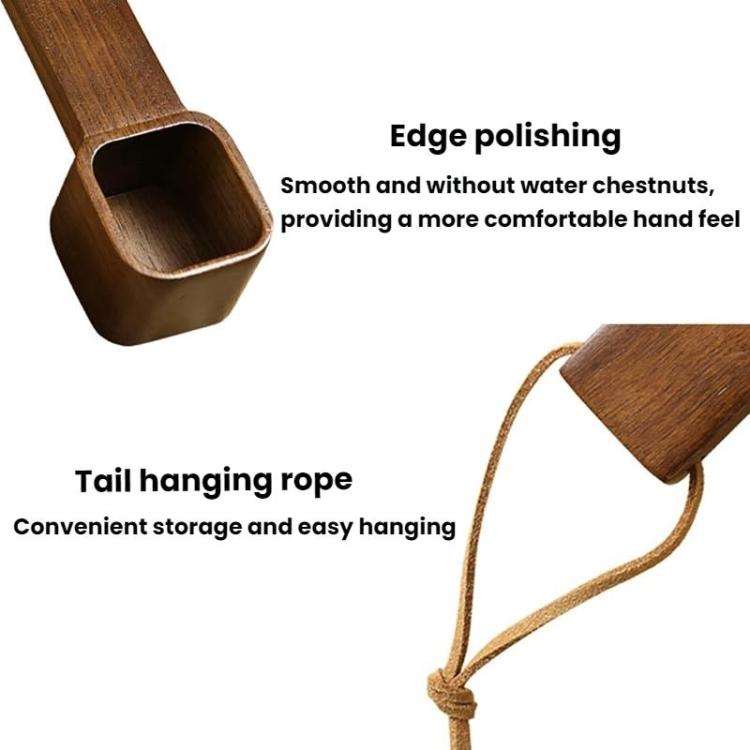 Short Handle Solid Wood Square Coffee Spoon Measuring Seasoning Scoop Teaspoon