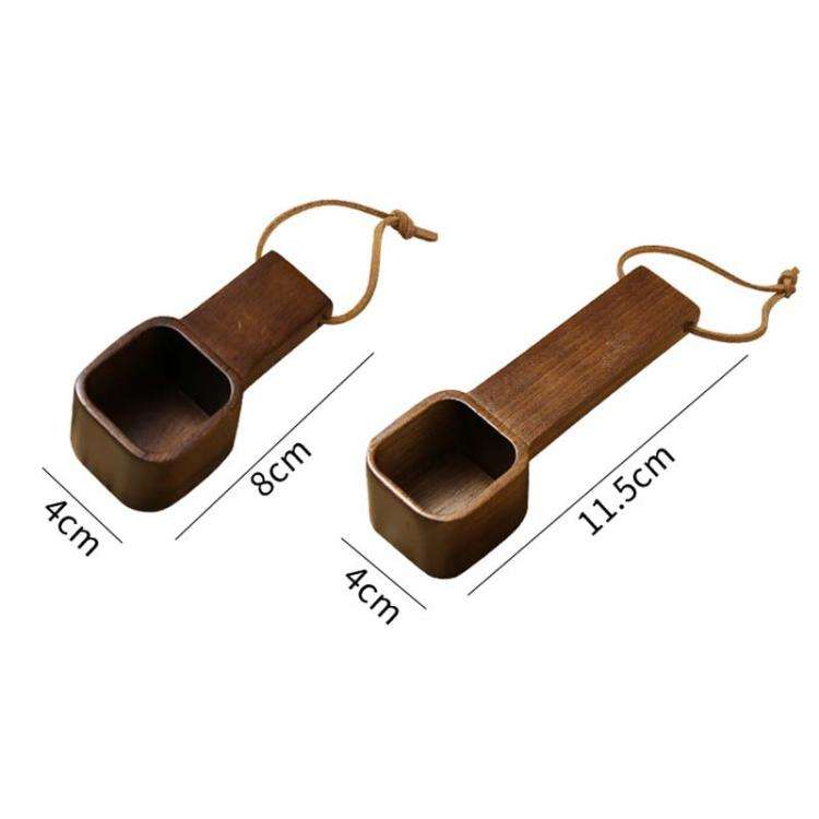 Short Handle Solid Wood Square Coffee Spoon Measuring Seasoning Scoop Teaspoon