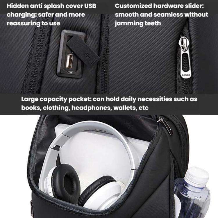 BANGE BG-2517 Men Business Pack Large Capacity Computer Travel Backpack(Black)