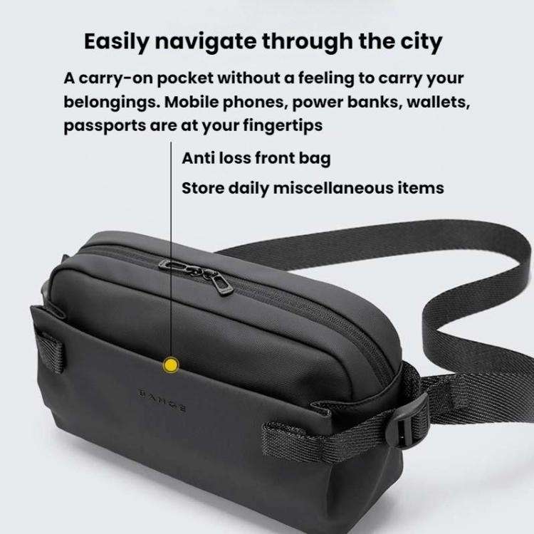 BANGE BG-7837 Men Commuter Durable Waist Bag Single Shoulder Crossbody Bag(Black)
