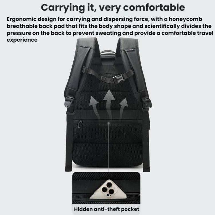 BANGE BG-7822 Large Capacity Multi Compartment Computer Backpack Student Schoolbag(Grey)