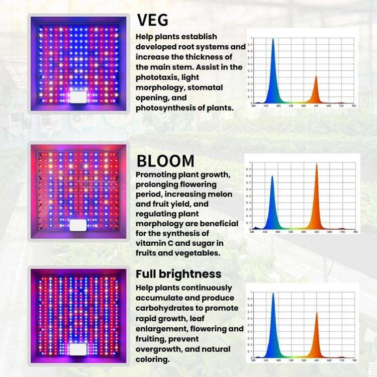 Segmented Dimming 416 Beads LED Full-Spectrum Plant Growth Lamp Vegetable Irradiation Fill Light(...