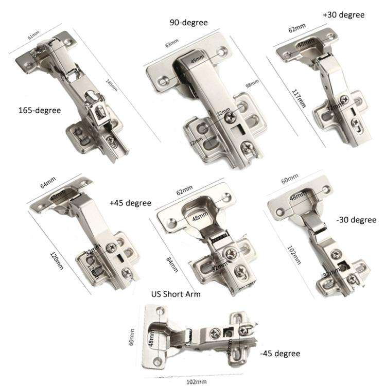 US Short Arm  Cabinet Door Hinges Hydraulic Damp Buffer Furniture Hinges