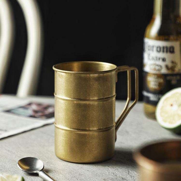520ml Golden 304 Stainless Steel Camping Mug Sandblasted Vintage Distressed Cup for Coffee, Beer,...