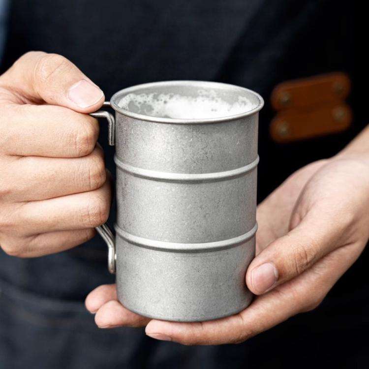 520ml Golden 304 Stainless Steel Camping Mug Sandblasted Vintage Distressed Cup for Coffee, Beer,...