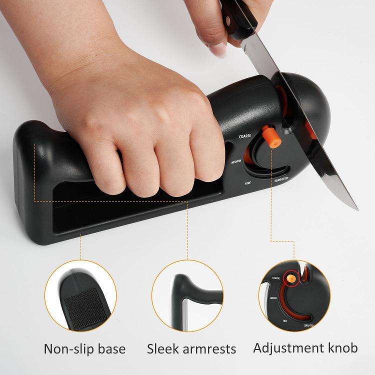 4-in-1 Rotating Knife Sharpener with Coarse/Medium/Fine/Serrated Modes for Kitchen Knives, Scisso...