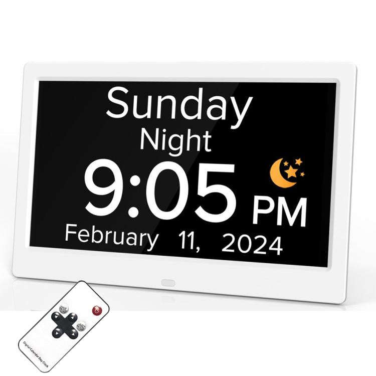 10-Inch Digital Clock With Voice Time Announcement, Auto DST Adjustment, 20 Custom Alarms, 8 Medi...