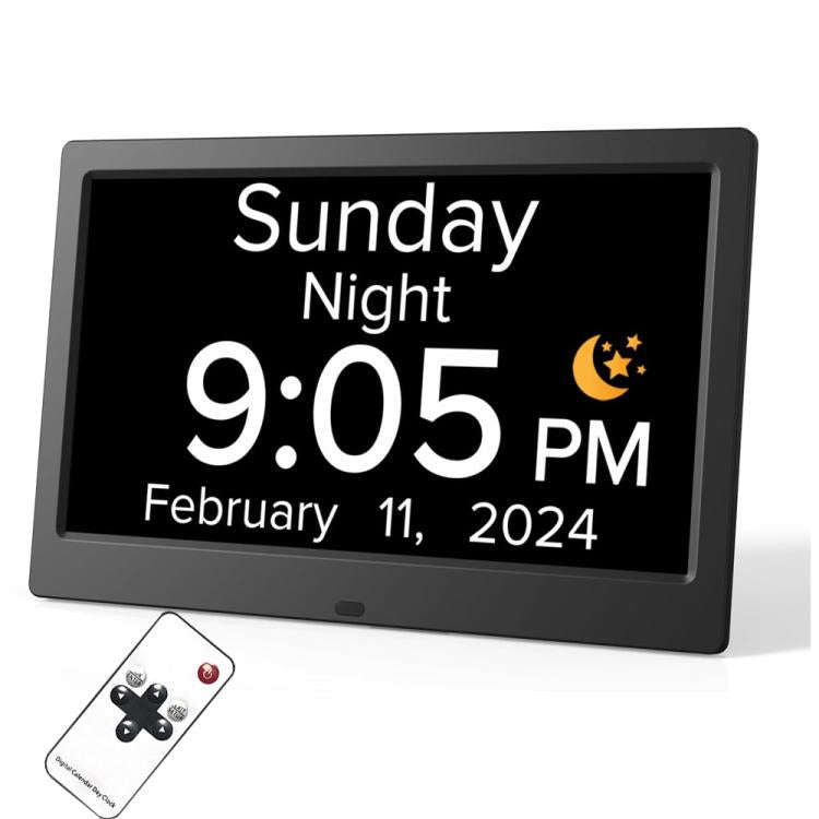 10-Inch Digital Clock With Voice Time Announcement, Auto DST Adjustment, 20 Custom Alarms, 8 Medi...