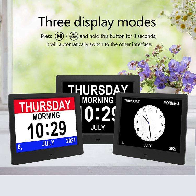 10-Inch Digital Clock With Voice Time Announcement, Auto DST Adjustment, 20 Custom Alarms, 8 Medi...