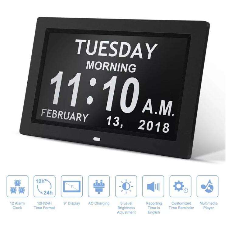 10-Inch Digital Clock With Voice Time Announcement, Auto DST Adjustment, 20 Custom Alarms, 8 Medi...