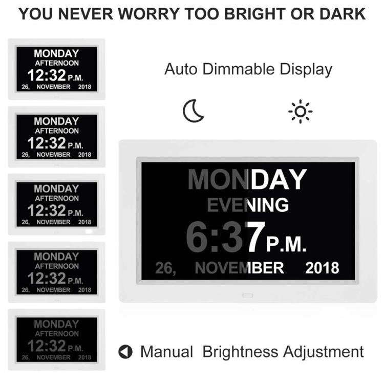 10-Inch Digital Clock With Voice Time Announcement, Auto DST Adjustment, 20 Custom Alarms, 8 Medi...