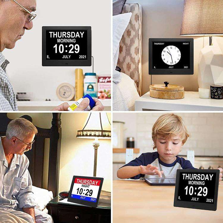 10-Inch Digital Clock With Voice Time Announcement, Auto DST Adjustment, 20 Custom Alarms, 8 Medi...