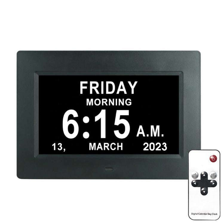 7-inch Digital Frame Calendar Day Clock With 3 Medication Alerts, 5 Custom Alarms, Multi-Language...