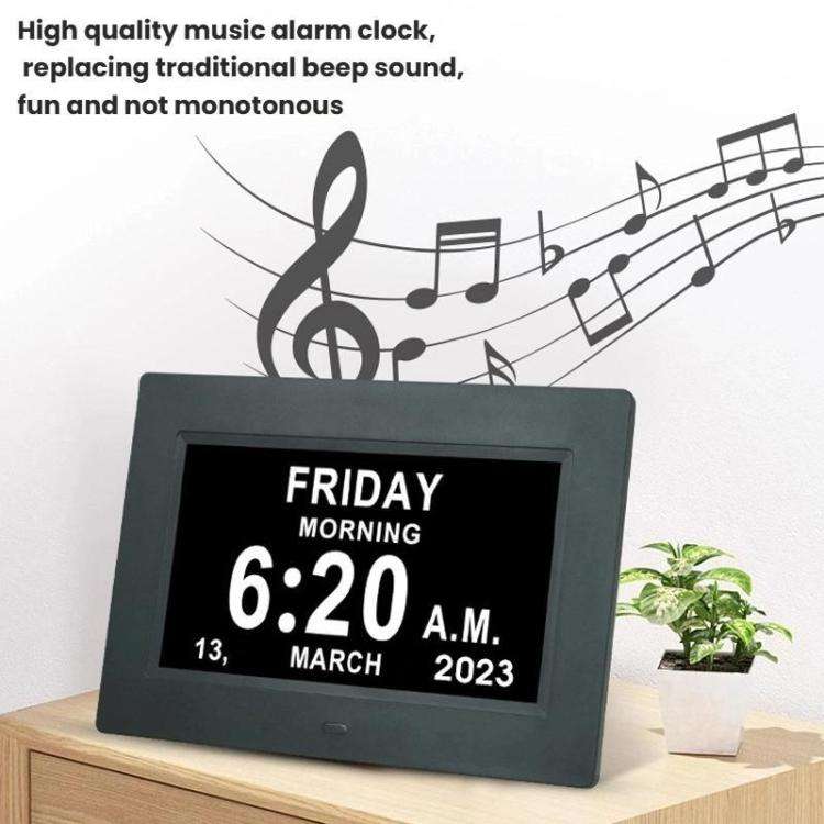 7-inch Digital Frame Calendar Day Clock With 3 Medication Alerts, 5 Custom Alarms, Multi-Language...