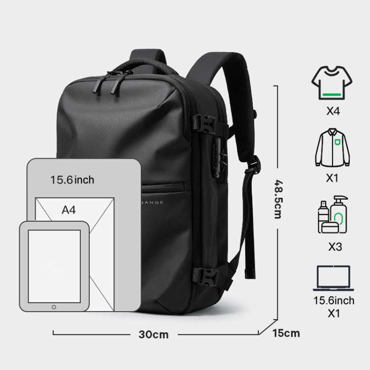 BANGE BG-7875 Large Capacity Shoulder Bag Business Travel Multifunctional Computer Backpack(Black)