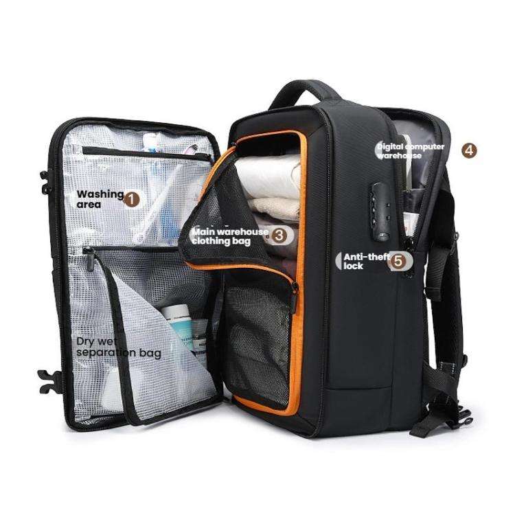 BANGE BG-7875 Large Capacity Shoulder Bag Business Travel Multifunctional Computer Backpack(Blue)