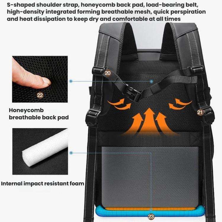 BANGE BG-7875 Large Capacity Shoulder Bag Business Travel Multifunctional Computer Backpack(Black)