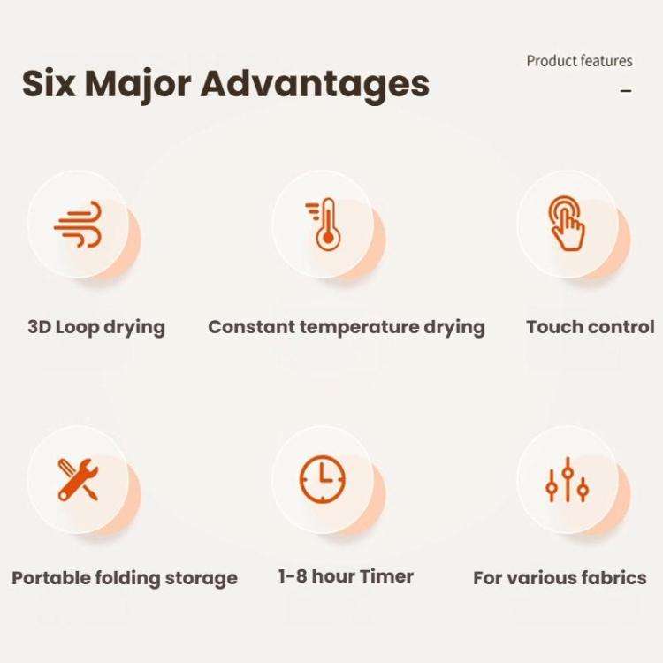 600W Smart Touch Control Foldable Clothes Dryer Portable Laundry Dry Machine with LED Display, Ad...