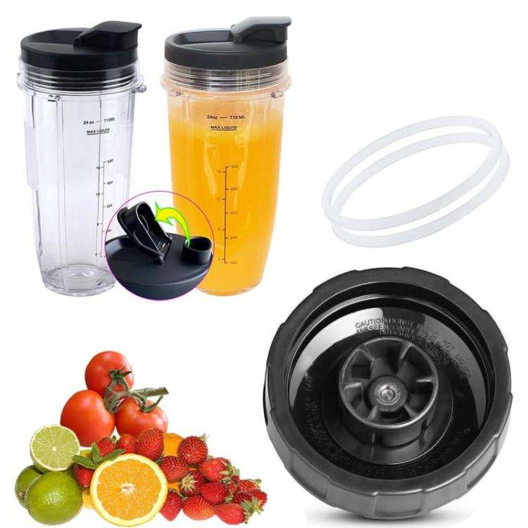 For Ninja BL480 Juicer 5 In 1 Accessories 2pcs 24oz Cups+7-Pages Knife Holder+2 Lids