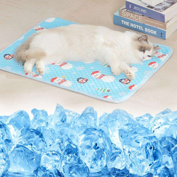 40x30cm Car Cat Sleeping Pads Cool Mats For Pets(Blue Winter Snowman)