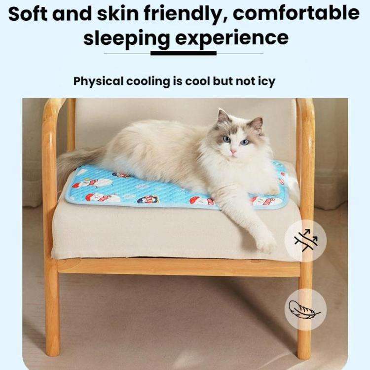 40x30cm Car Cat Sleeping Pads Cool Mats For Pets(Blue Winter Snowman)