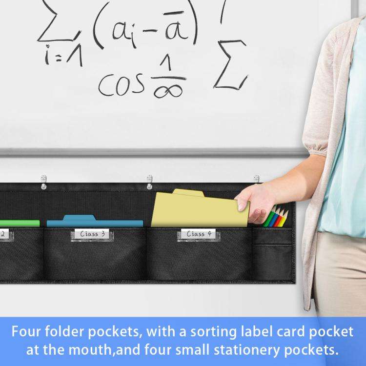 4 Grids File Storage Hanging Bag Horizontal Wall Mount For Under Classroom Whiteboard(Red)