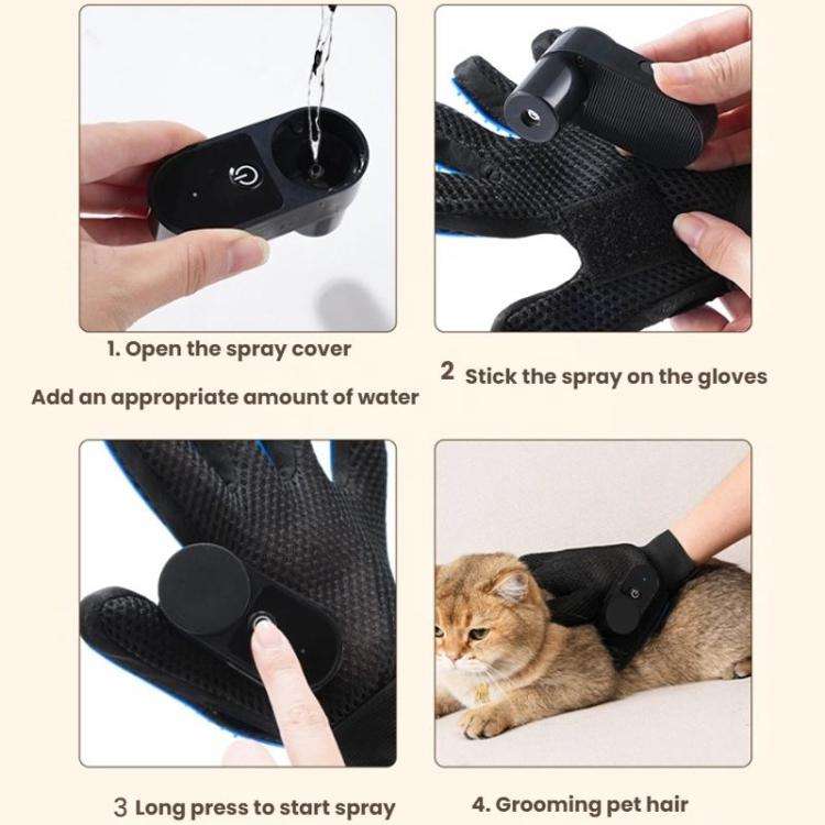 Pet Bath Cleaning Cat Gloves With Spray Bottle(Blue)