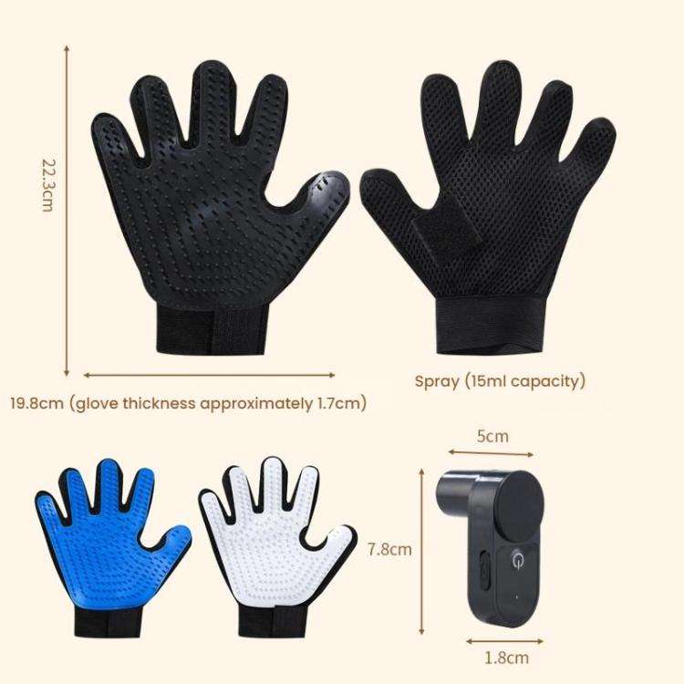Pet Bath Cleaning Cat Gloves With Spray Bottle(Blue)