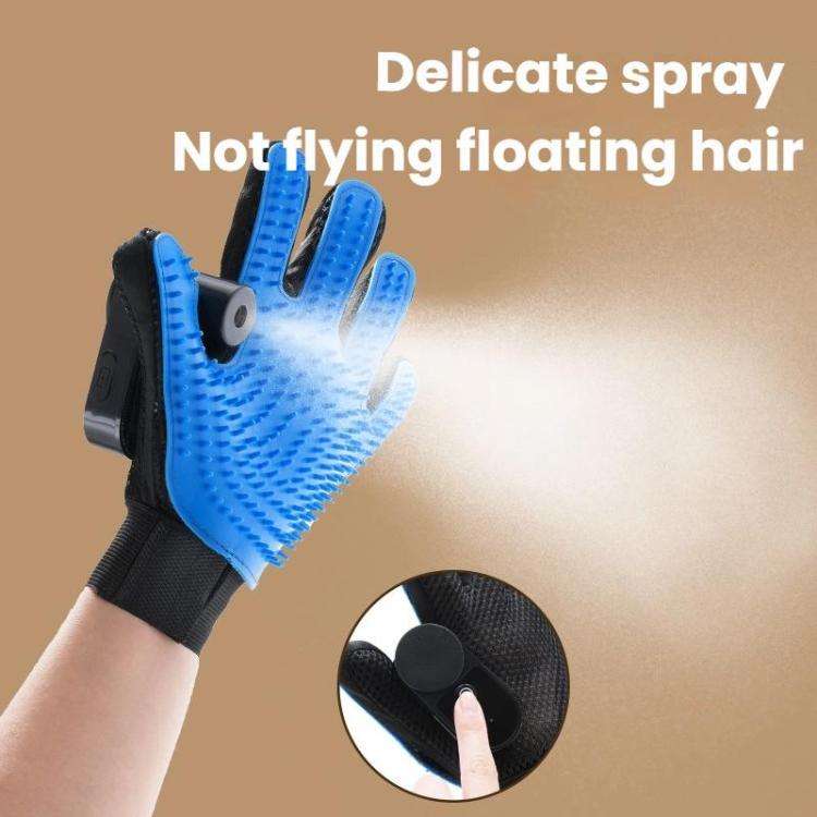 Pet Bath Cleaning Cat Gloves With Spray Bottle(Blue)