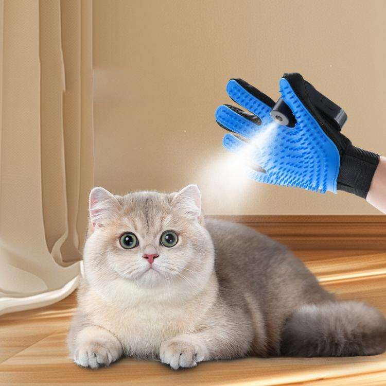 Pet Bath Cleaning Cat Gloves With Spray Bottle(Blue)
