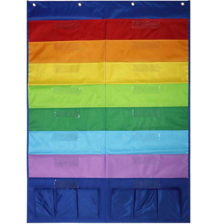 Book Magazine Storage Hanging Bag Wall Mounted File Storage Pouch Rainbow Hanging Bag(Rainbow Color)