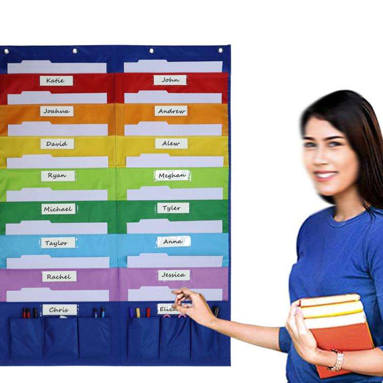 Book Magazine Storage Hanging Bag Wall Mounted File Storage Pouch Rainbow Hanging Bag(Rainbow Color)