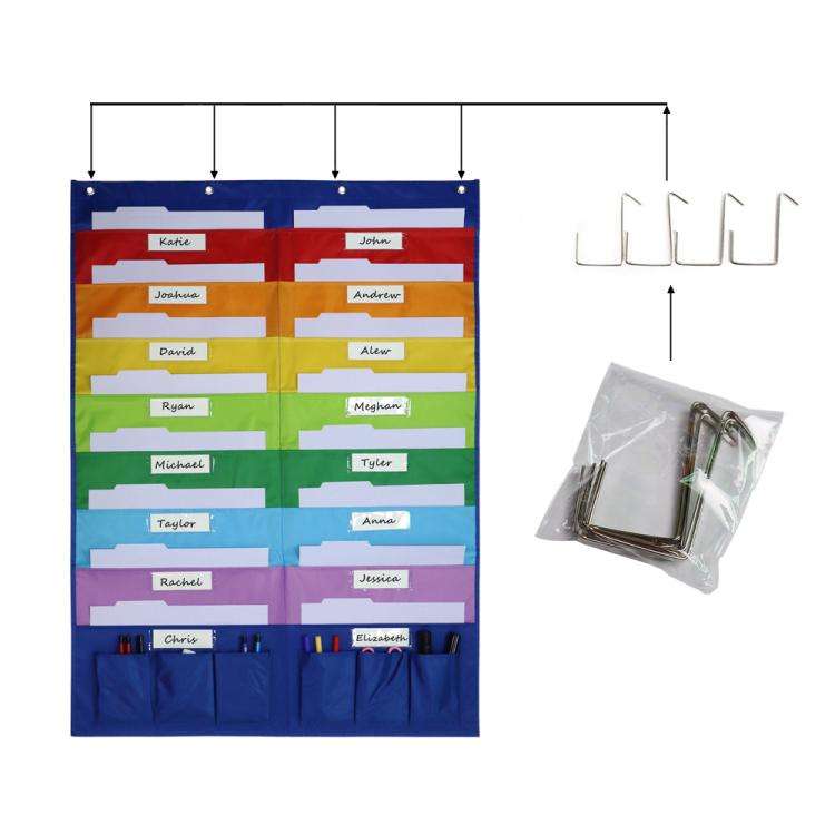 Book Magazine Storage Hanging Bag Wall Mounted File Storage Pouch Rainbow Hanging Bag(Rainbow Color)