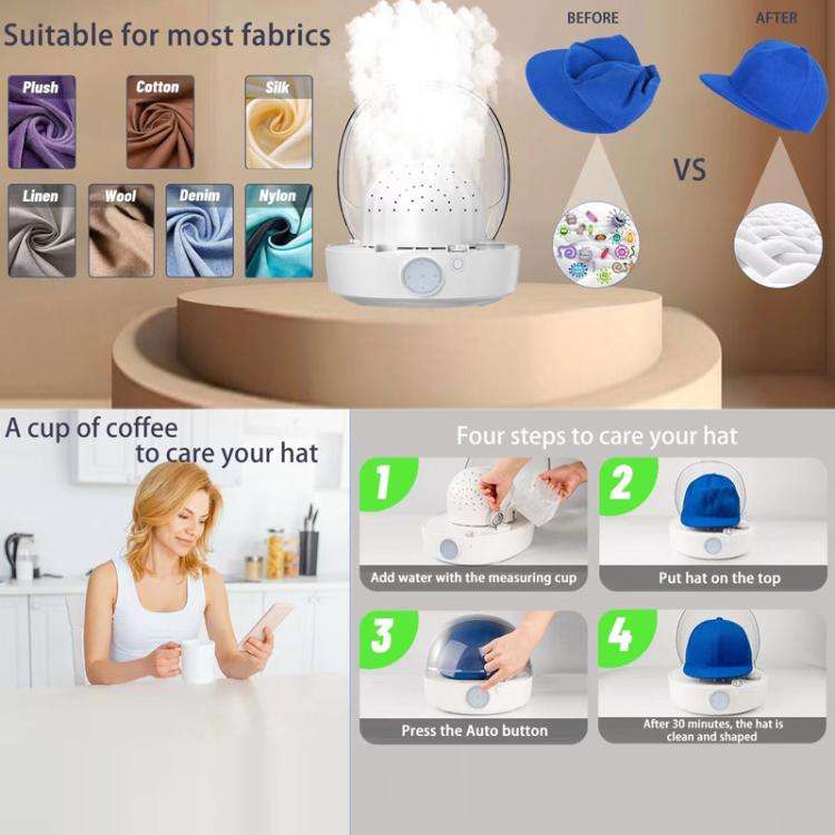 Multifunctional Hat Wig Care Cleaning Disinfection Steam Ironing Machine(EU Plug)