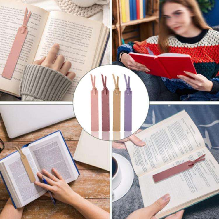 Leather Divider Bookmarks Portable Office Bookmark Holder Reading Divider(Black)