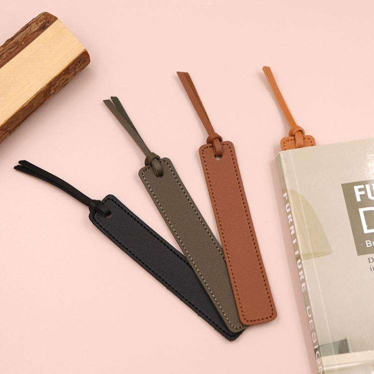 Leather Divider Bookmarks Portable Office Bookmark Holder Reading Divider(Black)