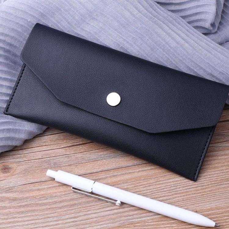 PU Leather Wallet Business Card Holder Card Case Envelope Card Bag(Black)