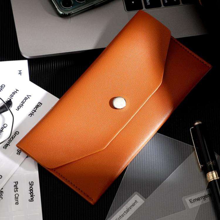 PU Leather Wallet Business Card Holder Card Case Envelope Card Bag(Brown)