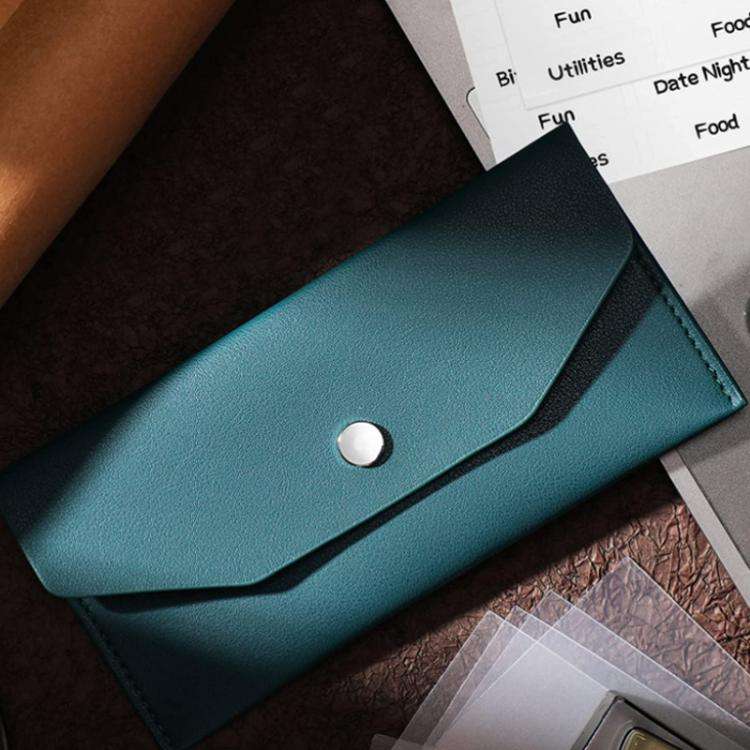 PU Leather Wallet Business Card Holder Card Case Envelope Card Bag(Green)