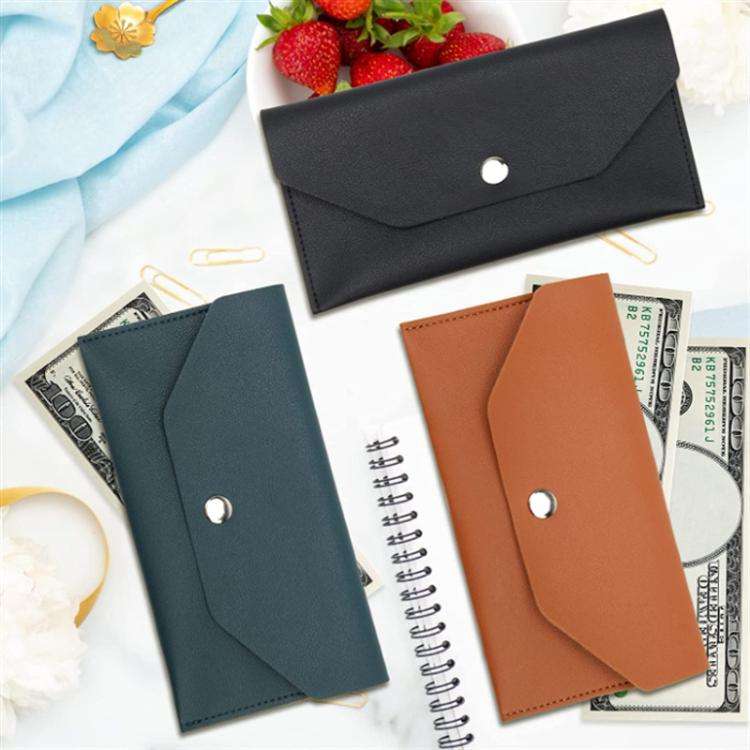PU Leather Wallet Business Card Holder Card Case Envelope Card Bag(Black)