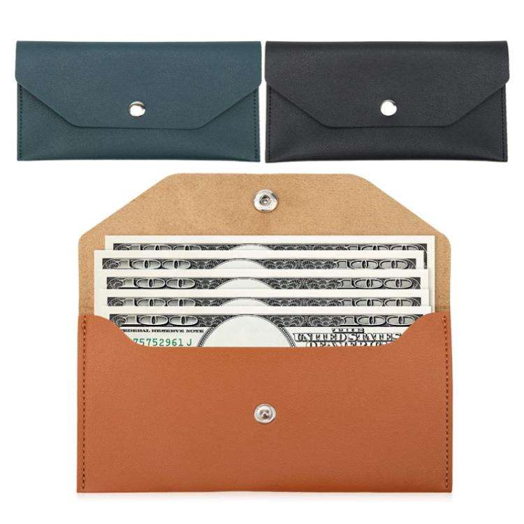 PU Leather Wallet Business Card Holder Card Case Envelope Card Bag(Brown)