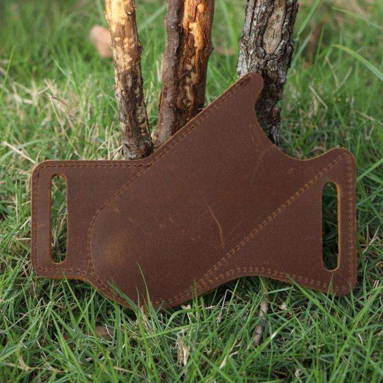5 Inch Folding Knife Cowhide Storage Pouch Knife Sheath Waist Mounted Tool Pouch(Brown)